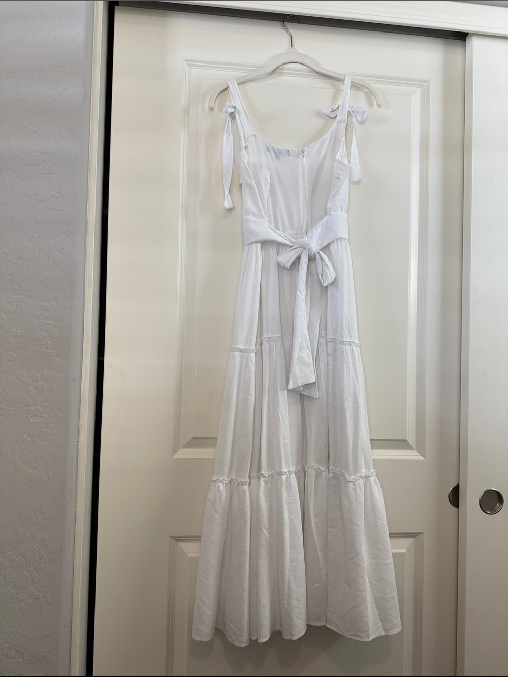 Trixxi White Tie-Shoulder Tiered Maxi Dress - Picture 3 of 4